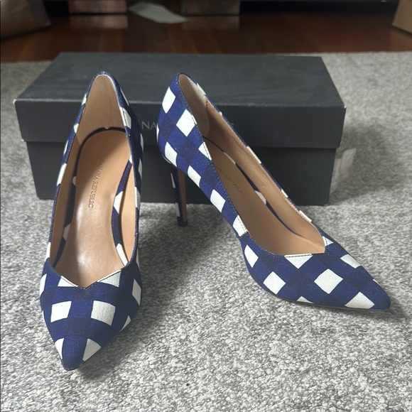 Banana Republic Shoes - Navy and White Checkered Heels